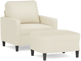 vidaXL Sessel mit Hocker Creme 60 cm Samt 3201053