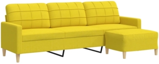 vidaXL 3-Sitzer-Sofa mit Hocker Hellgelb 210 cm Stoff 3278254