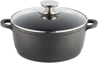 Berndes Vario Click Induction Kochtopf mit Glasdeckel, Topf mit Deckel, Antihaftversiegelung, Aluminiumguss, Schwarz, Ø 24 cm, 031145
