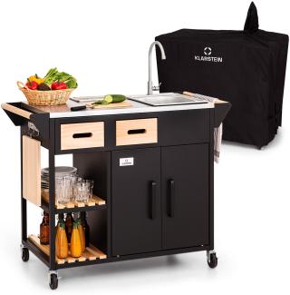 Jersey Outdoor Kitchen Spülstation Edelstahl mobil Regenschutzhülle Schwarz