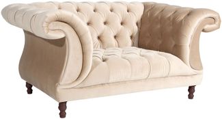 Chesterfield Sessel Kaylin Samtvelours sand
