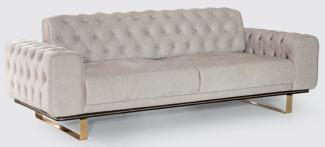 Casa Padrino Luxus Chesterfield Sofa Grau / Schwarz / Gold 240x100 x H. 85 cm