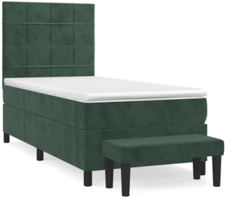 vidaXL Boxspringbett mit Matratze Dunkelgrün 90x200 cm Samt 3137824