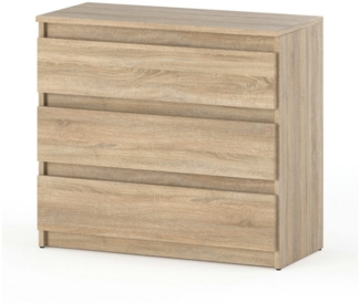 KOSETO Kommode Modern mit 3 Schubladen – Viel Stauraum und zeitloses Design - 80cm, Griffloses Design, Pflegeleicht, Zeitlos, Hochwertige Materialien