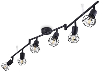 hofstein Deckenleuchte »Borio« 6-flammige Retro Deckenlampe aus Metall schwarz, ohne Leuchtmittel, 6xE14, die Leuchtenköpfe sind dreh-/schwenkbar