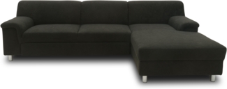 DOMO. collection Ecksofa Junin, Couch in L-Form, Füße mit Filzgleitern, Sofa, Polsterecke, Eckcouch, Polstergarnitur 251 x 150 x 72 cm (BxTxH), schwarz