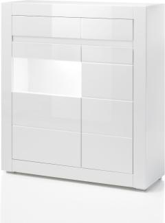 Vitrine Nobile in Hochglanz weiß / Stone Design grau 100 x 112 cm