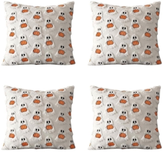 CLTYQ Kissenbezug Halloween Kissenbezug Gruseliger Geist Kürbis Deko Weiche, (4 Stück)