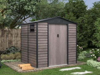 Vente-unique - Gartenhaus Gerätehaus - 4,15 m² - Stahl - Holz-Optik - Grau - ADELMO