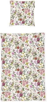 Irisette Glamour Mako-Satin Bettwäsche 155x220 Romantik Blumen rosa bunt 8885-10