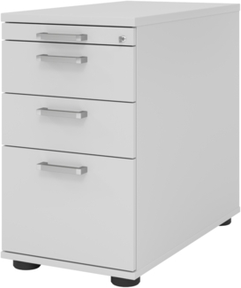 bümö Schreibtisch Schrank Büro mit Hängeregister für Hängeordner, Schubladenschrank Holz in grau, Container mit Schubladen & Hängeregistratur - Schreibtisch Kommode mit Chromgriffe, SC40-5-5-CE