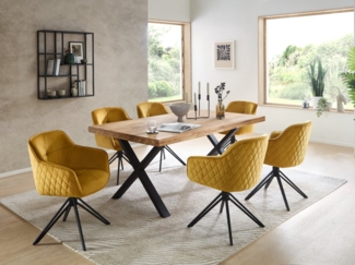 moebel-dich-auf Esszimmer-Set CAPRI-X, (Esszimmer Set, 1 Esstisch Eiche massiv geölt, 6 Stühle), 180 x 100 cm