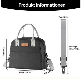BlingBin Thermobehälter kühltasche, Lunchtasche Isolierte Lunchbox Bag, kationisches Oxford-Gewebe, verdickte Aluminiumfolie, (1er Set, 1-tlg, 1 x Lunchtasche 29x23x16cm), Tragbar wasserdichtes Lunchtasche für Arbeit Schule Büro Picknick