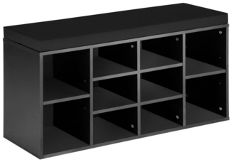 tectake Schuhschrank Schuhregal mit Sitzpolster 103,5x48x30cm (Set mit Schrank+Kissen, 1-St, inkl. Sitzkissen) für 10 Paar Schuhe