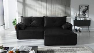 Ecksofa mit Schlaffunktion HUNTER XS in Stoff Royal Grafit Ottomane Rechts