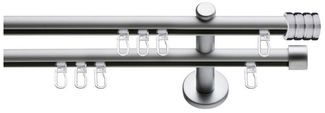 SN DECO GROUP Gardinenstange Innenlaufgarnitur Genua, Ø 16 mm, 2-läufig, Fixmaß, Verschraubt, Aluminium, Komplettset