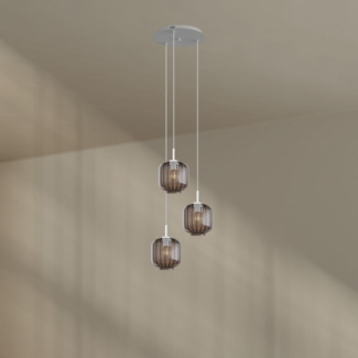 s.luce Velo 3-flammige Galerieleuchte Ø 40cm Baldachin Ø 20cm Rauch, Weiß