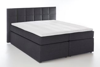 Möbelfreude Boxspringbett Boxspringbett Bea Anthrazit 180x200 cm H3, Anthrazit 180x200 cm H3 7-Zonen Taschenfederkern-Matratze Visco Topper