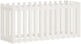vidaXL Hochbeet Lattenzaun-Design Weiß 150x50x70 cm Massivholz Kiefer 832498