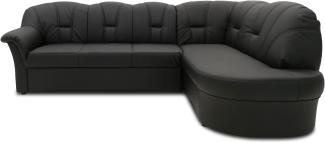 DOMO Collection Papenburg, Ecksofa mit Schlaffunktion, Kunstleder schwarz, 243 x 180 cm