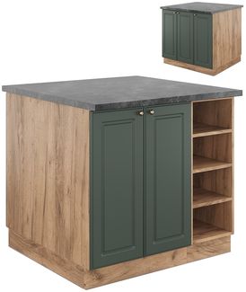 Kücheninsel Fame-Line Grün-Gold Landhaus/Goldkraft Eiche 90 cm ohne Arbeitsplatte Vicco