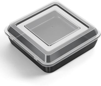 Quadratische Kuchenform Edelstahl Auflaufform mit Deckel Antihaft 21x21x5cm