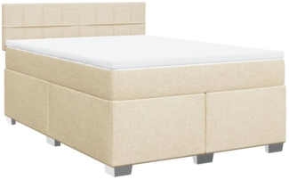 vidaXL Boxspringbett mit Matratze Creme 140x190 cm Stoff 3285888