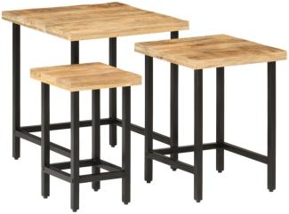 vidaXL Satztische 3 Stk. Raues Massivholz Mango und Eisen 372736