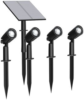 LUXULA Solar LED-Gartenleuchten Set, 5W, 3000K, 200lm, warmweiß, IP54, schwarz, 4 Stück