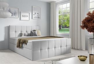 Boxspringbett Schlafzimmerbett CARMEN LUX 140x200 cm Stoff Fancy Hellgrau
