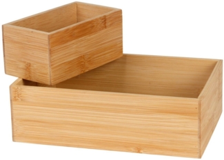 Kosmetik Kästchen aus Bambusholz 2er-Set Aufbewahrungbox Badezimmerbox Regalkorb