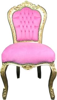 Casa Padrino Barock Esszimmer Stuhl Rosa / Gold Mod3 - Limited Edition