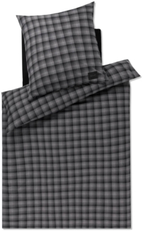 JOOP! Bettwäsche Soft Checks 45000 09 Anthracite Flanell 200 x 220 + 2x 80 x 80 cm