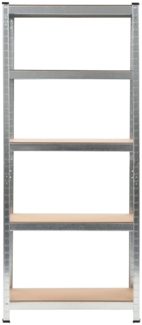 vidaXL Lagerregal mit 5 Böden Silbern Stahl & Holzwerkstoff 144271