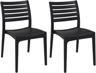 CLP 2er Set Gartenstühle Ares stapelbar und mit modernem Design,schwarz