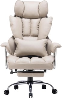 Efomao Bürostuhl ergonomisch PU Leder Chefsessel 200 kg Fußstütze