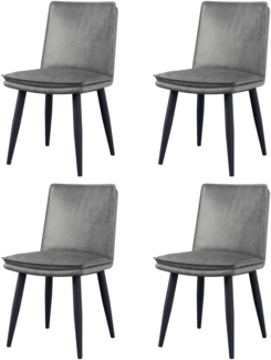 Merax 4 Esszimmerstühle, 4er-Set, PU-Polsterstühle, doppellagige Kissen, bequem und weich, geeignet für Esszimmer, Wohnzimmer, Cafés, grau