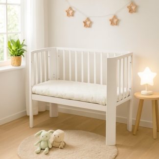 Beistellbett Baby Weiß – 5xHöhenverstellbar, Matratze & Holz