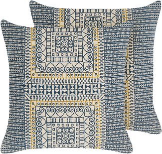 Kissen 2er Set Geometrisches Muster SIDI Baumwolle 50 x 50 cm Kupfer