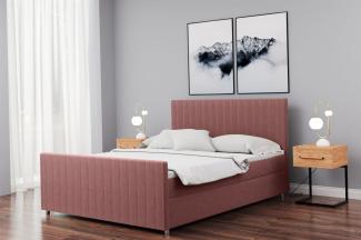 Boxspringbett Schlafzimmerbett ROSALIE 160x220cm in Stoff Matt Velvet Altrosa