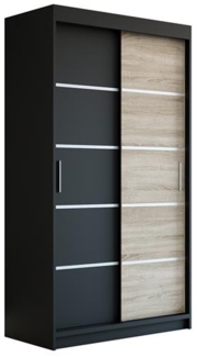 Schwebetrenschrank PARIS 2-trig Schrank 120 cm (mit Spiegel) Farbe: Schwarz , sonoma