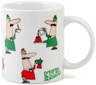 Bialetti Kaffeebecher Tricolore Omino 315 ml, Kaffeetasse, Kaffee, Becher, Porzellan, Weiß, DCMOKI0032