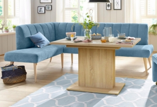 exxpo - sofa fashion Eckbank Costa, moderne Rückensteppung, bequem und elegant, hoher Holzfuß, hochwertig verarbeitet, Frei im Raum stellbar