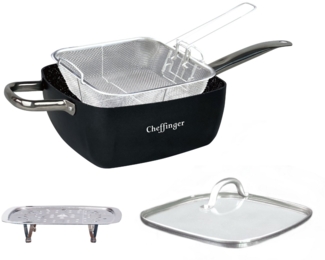 Multi Pfanne Induktion 4-teilig Antihaft 24 x 24 x 9,5 cm Antikratz Deckel Fritteuse Eckpfanne Bratpfanne schwarz
