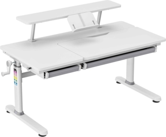 HOKO Kinderschreibtisch mit Schreibtischaufsatz mit Buchstütze (Manuell höhenverstellbar mit Verstellbarer Tischplatte und Butler mit Buch-Halterung, 1-St)