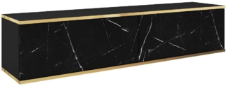 yourhouse24 Lowboard RTV Schrank Oro 135 x 30 x 32 Schwarz/Marmor Royal Schwarz