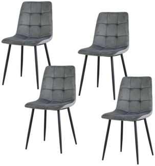 HTI-Living Polsterstuhl Esszimmerstuhl 4er Set Grau Mesa (Set, 4 St), Polsterstuhl Samt