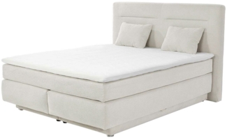 Jockenhöfer Gruppe Boxspringbett SIMONE, 160 x 200 cm, Hellbeige, Waffelcord, 7-Zonen-Bonellfederkernmatratze, mit 2 Bettkästen