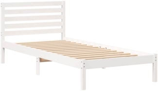 vidaXL Bettrahmen mit Kopfteil Weiß 90 x 210 cm Massives Kiefernholz 872306