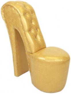 Casa Padrino High Heel Sessel mit Dekosteinen Gold Luxus Design - Designer Sessel - Club Möbel - Schuh Stuhl Sessel